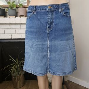 Talbots jeans skirt size 8 blue denim pencil midi